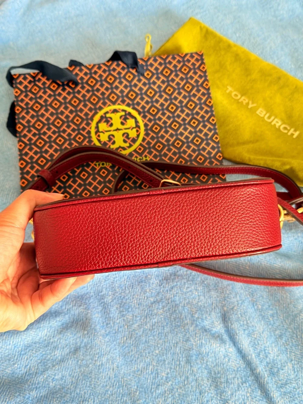 Tory Burch Red Pebbled Leather Mini Crossbody